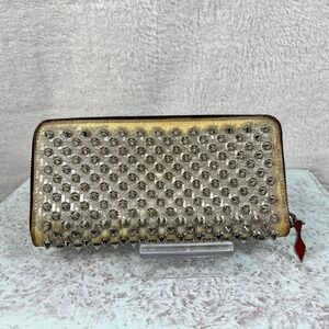 Christian Louboutin‎ Spiked Wallet Long Zip Around Red Interior Designer